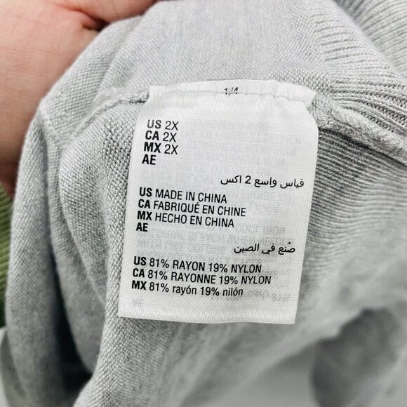 JM Collection Womens Size 2X Surplice Studded-Hem Sweater Sky Grey Heather 1161 - Picture 6 of 6